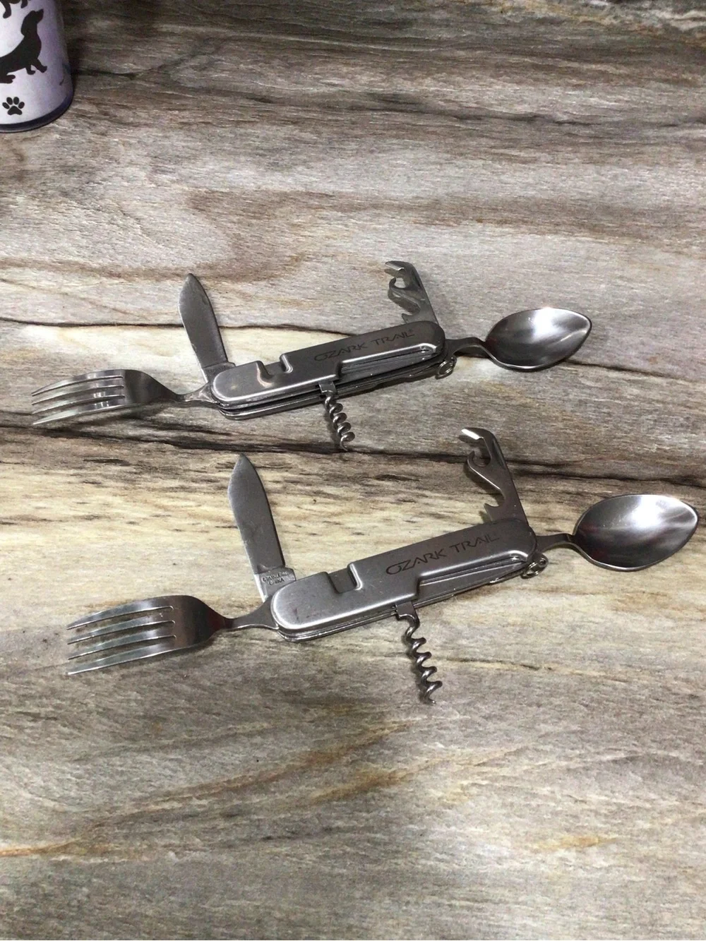 Sold! 2pc Ozark Trail Camping Utensil Multi Tool Spoon Fork Knife Corkscrew